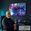Quadro Decorativo Neon Rider: Jornada Vibrante em escritorio moderno - quadros decorativos para sala