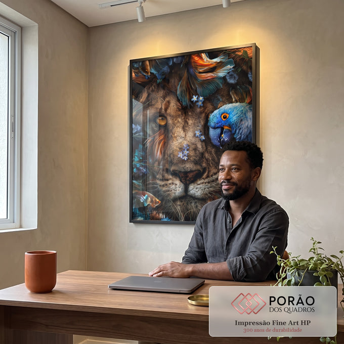 Quadro Decorativo: Majestade Selvagem e Cores Encantadoras em escritorio moderno - quadros decorativos para sala