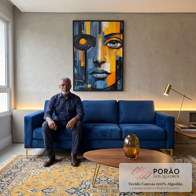 Quadro Decorativo Rosto Artístico - Estilo Contemporâneo para Sua Decoração em sala de estar moderna - quadros decorativos para sala