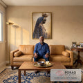 Quadro Decorativo Realeza Azul e Dourado em sala de estar moderna - quadros decorativos para sala