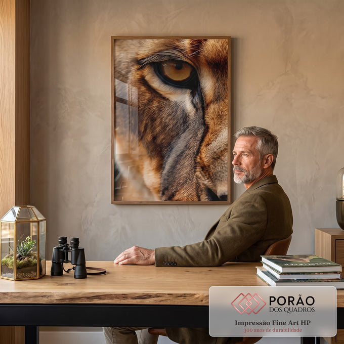 Quadro Decorativo Majestade do Leão em escritorio moderno - quadros decorativos para sala
