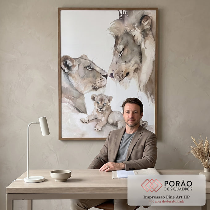 Quadro Decorativo: Amor Incondicional na Savana em escritorio moderno - quadros decorativos para sala