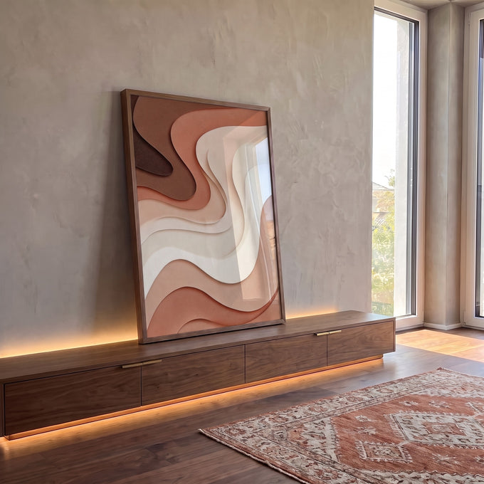 Quadro Decorativo Ondas de Terra em ambiente decorado - quadros decorativos para sala