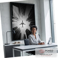 Quadro Decorativo Avião em Cidade Moderna em escritorio moderno - quadros decorativos para sala