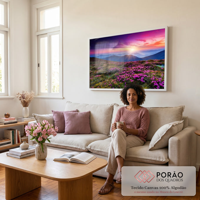 Quadro Decorativo - Refúgio Tranquilo em Cores Suaves em sala de estar moderna - quadros decorativos para sala