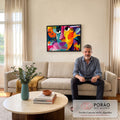 Quadro Decorativo - Retrato Abstrato da Emoção Vibrante em sala de estar moderna - quadros decorativos para sala