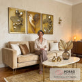 Quadro Decorativo: Toque De Ouro e Amor Incondicional em sala de estar moderna - quadros decorativos para sala