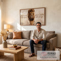 Quadro Decorativo Leão de Coragem e Inspiração em sala de estar moderna - quadros decorativos para sala