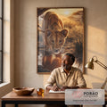 Quadro Decorativo Leão Jovem em Majestade em escritorio moderno - quadros decorativos para sala