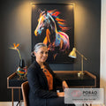 Quadro Decorativo: Cavalo Colorido Surreal - Único em escritorio moderno - quadros decorativos para sala