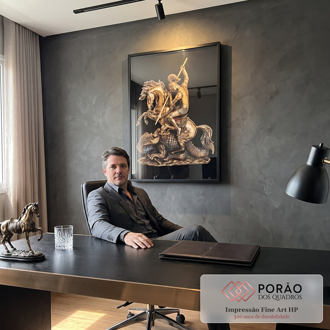 Quadro Decorativo São Jorge - Arte em Canvas Premium para sua Decoração em escritorio moderno - quadros decorativos para sala