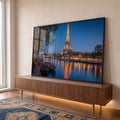 Quadro Decorativo Torre Eiffel Noturna em ambiente decorado - quadros decorativos para sala