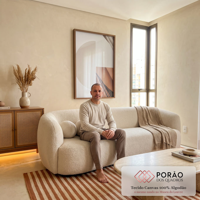 Quadro Decorativo Arte Abstrata: Elegância em Tons Terrosos em sala de estar moderna - quadros decorativos para sala