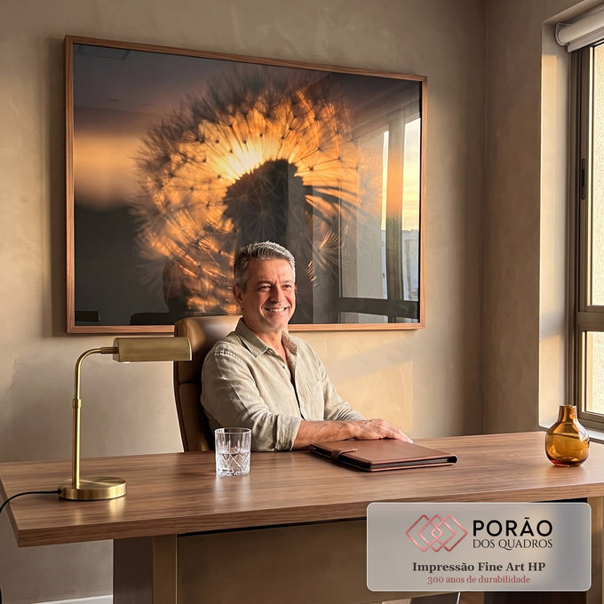 Quadro Decorativo Liberdade ao Pôr do Sol em escritorio moderno - quadros decorativos para sala