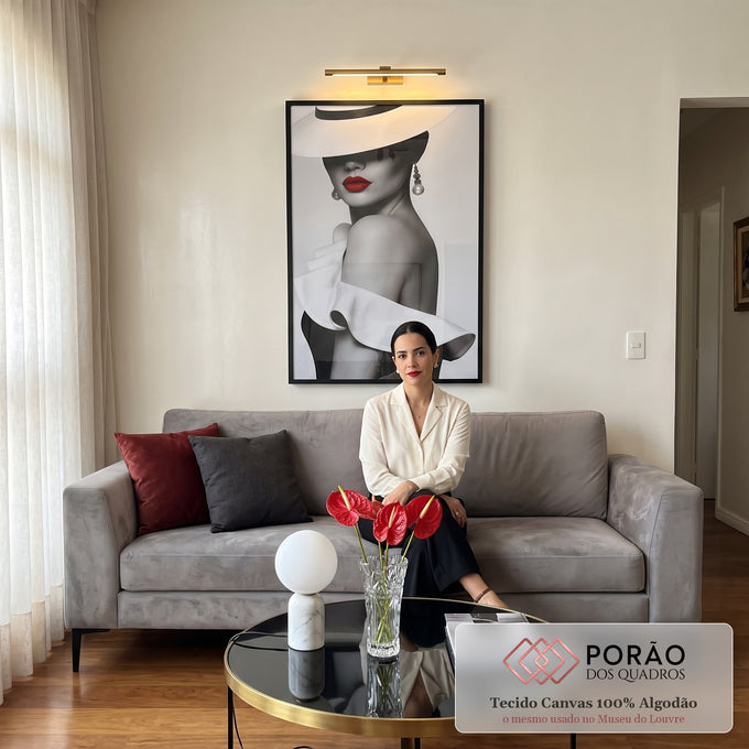 Quadro Decorativo Elegância Feminina em sala de estar moderna - quadros decorativos para sala