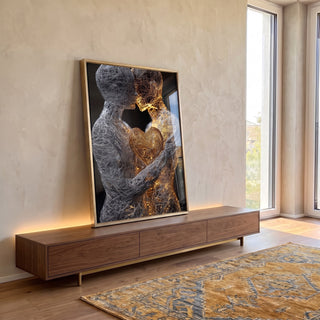 Quadro Decorativo Abraço da Alma Emocionante em ambiente decorado - quadros decorativos para sala