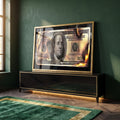 Quadro Decorativo Impactante: Dinheiro em Chamas em ambiente decorado - quadros decorativos para sala