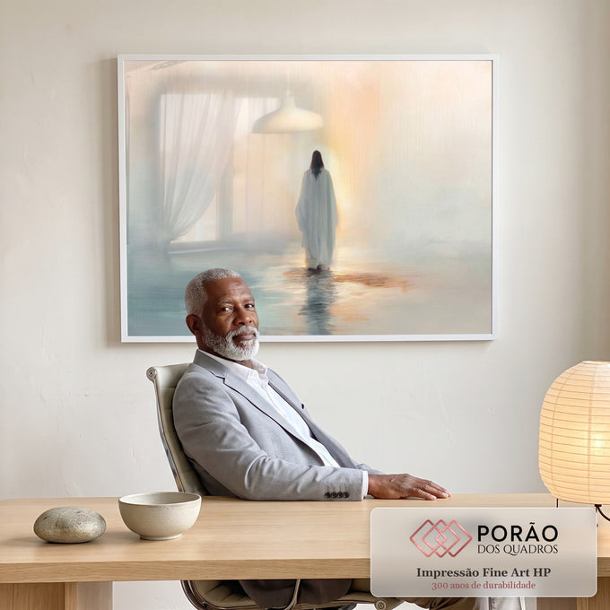 Quadro Decorativo Reflexo Etéreo em escritorio moderno - quadros decorativos para sala