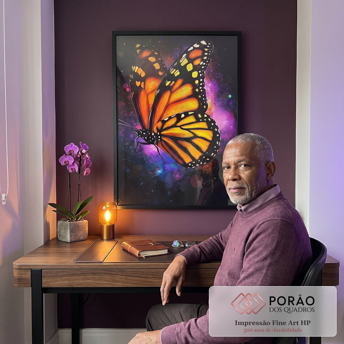 Quadro Decorativo A Fluidez da Borboleta em escritorio moderno - quadros decorativos para sala