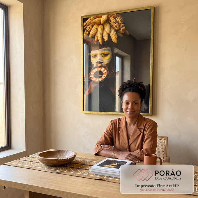 Quadro Decorativo Ancestralidade e Emoção em escritorio moderno - quadros decorativos para sala