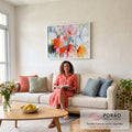 Quadro Decorativo Floral: Inspiração e Serenidade em sala de estar moderna - quadros decorativos para sala