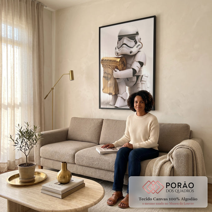 Quadro Decorativo Soldado Galáctico: Aventura e Paixão em sala de estar moderna - quadros decorativos para sala