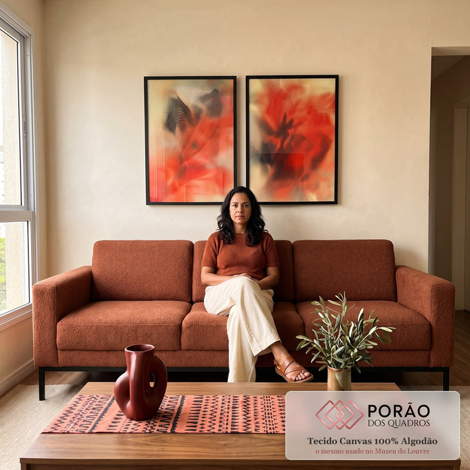 Quadro Decorativo Aquarela Dupla - Arte que Transforma Espaços em sala de estar moderna - quadros decorativos para sala
