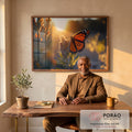 Quadro Decorativo Belíssima Borboleta Monarca em Jardim em escritorio moderno - quadros decorativos para sala