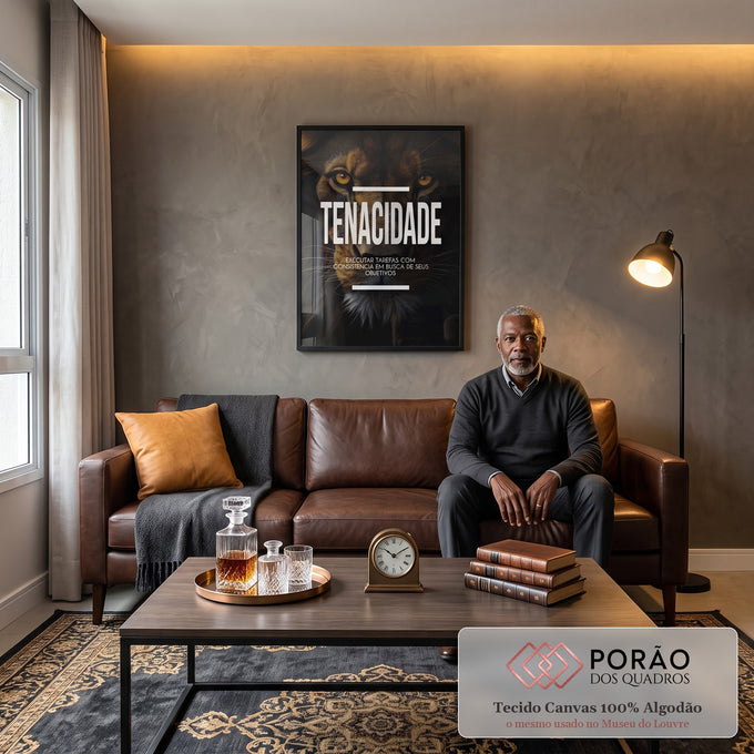 Quadro Decorativo Motivacional Tenacidade - Inspire Seus Dias com Arte em sala de estar moderna - quadros decorativos para sala