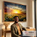 Quadro Decorativo Girassol Majestoso - Inspire-se! em escritorio moderno - quadros decorativos para sala
