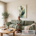 Quadro Decorativo Minimalista Folhas Verdes em sala de estar moderna - quadros decorativos para sala