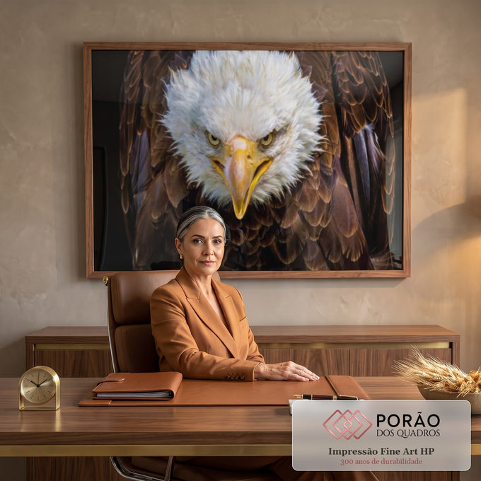 Quadro Decorativo Majestade Alada: Águia Poderosa em escritorio moderno - quadros decorativos para sala