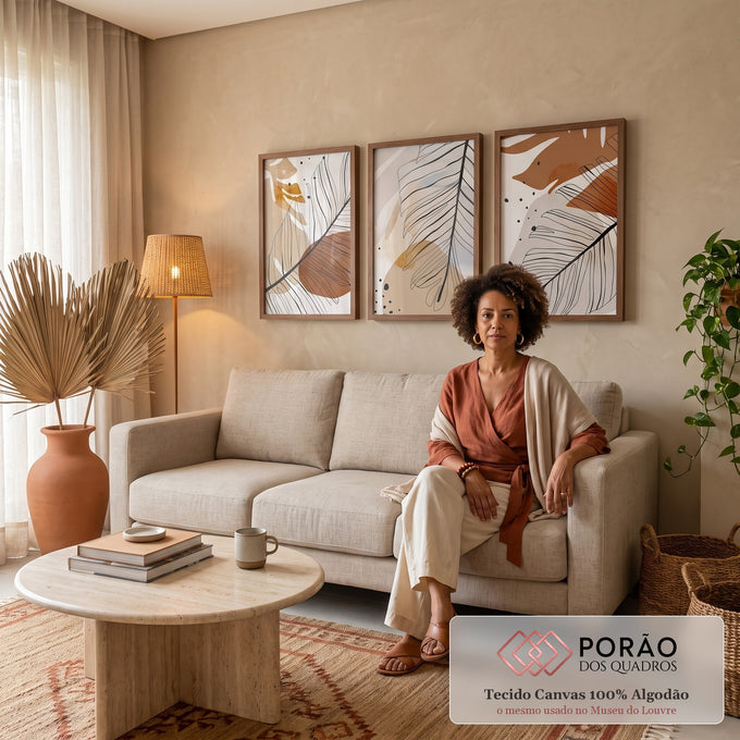 Quadro Decorativo Sinfonia Natural: Paz e Serenidade em sala de estar moderna - quadros decorativos para sala