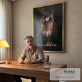Quadro Decorativo Vitalidade do Cavalo Branco em Movimento em escritorio moderno - quadros decorativos para sala