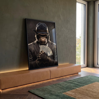 Quadro Decorativo Macaco Gangster - Estilo Urbano para sua Decoração em ambiente decorado - quadros decorativos para sala