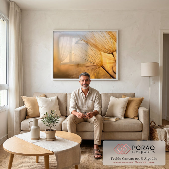 Quadro Decorativo Flores Serenas em sala de estar moderna - quadros decorativos para sala