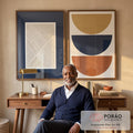 Quadro Decorativo Inspiração Moderna: Azul, Bege e Marrom em escritorio moderno - quadros decorativos para sala