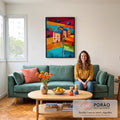 Quadro Decorativo Harmonia Rural Vibrante em sala de estar moderna - quadros decorativos para sala