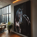 Quadro Decorativo: Poder e Graça Natural em Cavalo Majestoso - quadros decorativos para sala 1 Tela Vertical, 3 Telas - em ambiente decorado