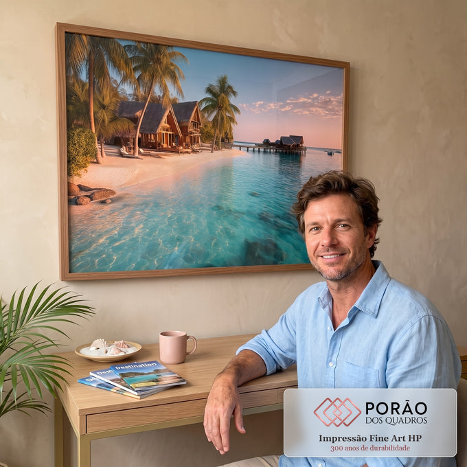 Quadro Decorativo Tropical Sereno em escritorio moderno - quadros decorativos para sala