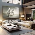 Quadro Decorativo Liberdade Equina: Inspiração e Força - quadros decorativos 1 Tela, 1 Tela Horizontal - em sala moderna