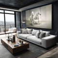 Quadro Decorativo Liberdade Equina: Inspiração e Força - quadros decorativos para sala 1 Tela, 1 Tela Horizontal - em ambiente decorado