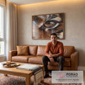 Quadro Decorativo Olho de Tigre Majestoso em sala de estar moderna - quadros decorativos para sala