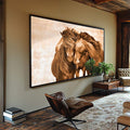 Quadro Decorativo: Abraço Etéreo Equino em Sépia - quadros decorativos para sala 1 Tela, 1 Tela Horizontal - em ambiente decorado