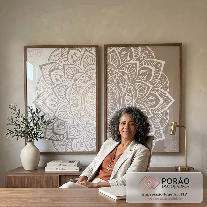 Quadro Decorativo Mandalas Paz - Sua Casa em Harmonia em escritorio moderno - quadros decorativos para sala