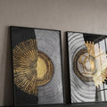 Quadro Decorativo Elegância Solar em Preto e Dourado