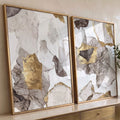 Quadro Decorativo Abstração Ouro e Branco Toque Luxuoso