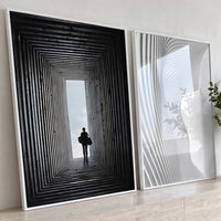 Quadro Decorativo Grande Abstrato Túnel para Escritório - Borda Infinita / 65x40cm cada tela