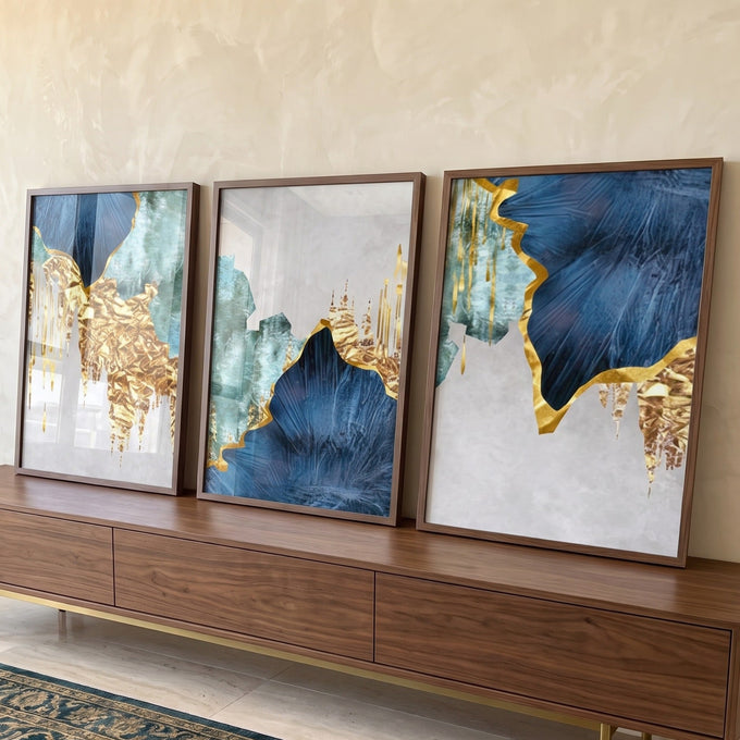 Quadro Decorativo Nórdico c Toque Dourado Exclusividade Total