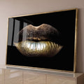 Quadro Decorativo Arte Moderna Lábios Dourados Luxuosos